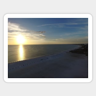 Ft Myers beach FL at sunset from drone Sticker